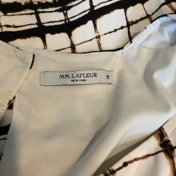 MM. LaFleur White Brown Abstract Plaid Sleeveless Top, Size Medium - Picture 5 of 5